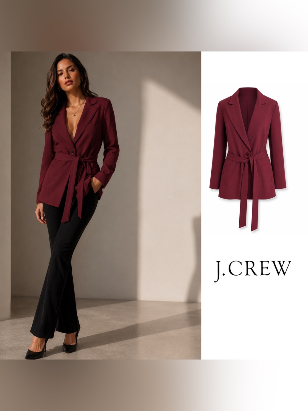 NEW J.Crew 365 Crepe Wrap Blazer featuring a self-tie belt